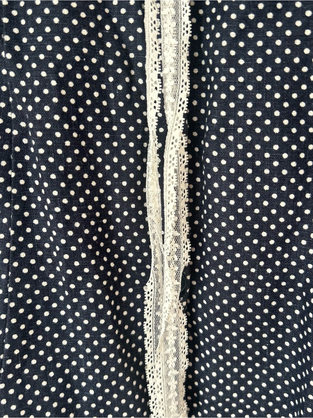 Reformation Soraya Linen Dress in Navy Polkadot - Picture 3 of 6
